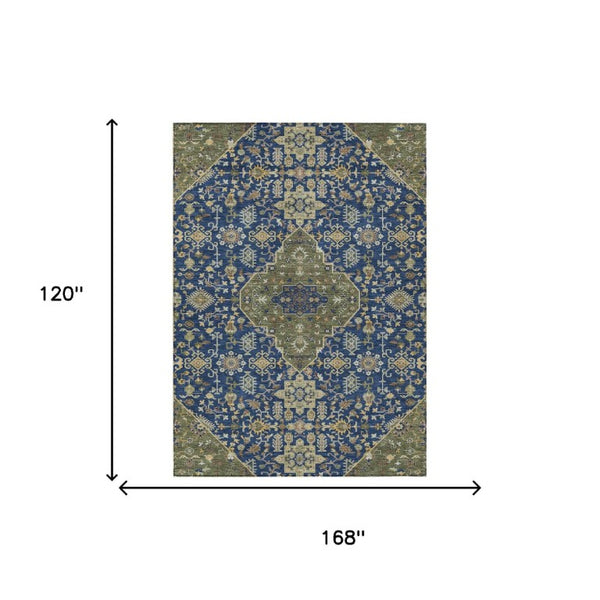 10 Ft X 14 Ft Medallion Polyester Area Rug Stain Resistant Indoor Outdoor Use