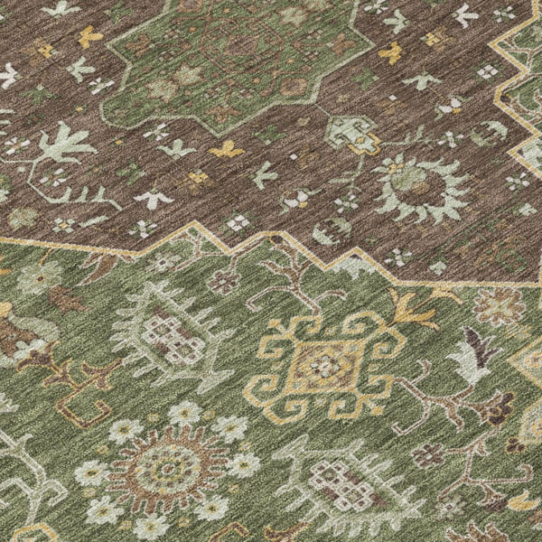 8 Foot Round Medallion Polyester Area Rug for Indoor Outdoor High Traffic Spaces