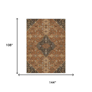 9x12 Medallion Polyester Area Rug Washable Stain Resistant Indoor Outdoor Patio