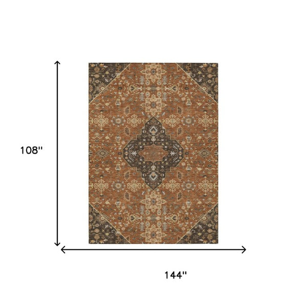 9x12 Medallion Polyester Area Rug Washable Stain Resistant Indoor Outdoor Patio