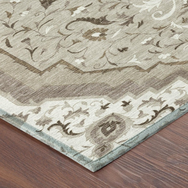 9x12 Medallion Polyester Area Rug Washable Stain Resistant for Patio or Living Room
