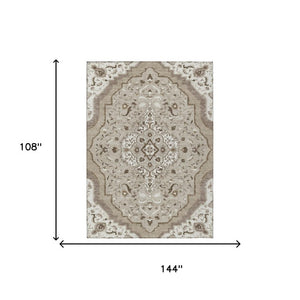 9x12 Medallion Polyester Area Rug Washable Stain Resistant for Patio or Living Room