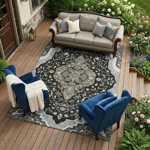 8 X 10 Medallion Polyester Area Rug Washable Stain Resistant Indoor Outdoor Patio