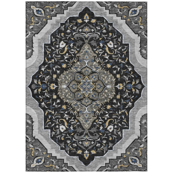 HomeRoots 8 X 10 Medallion Polyester Area Rug Washable Stain Resistant Indoor Outdoor Patio 737852