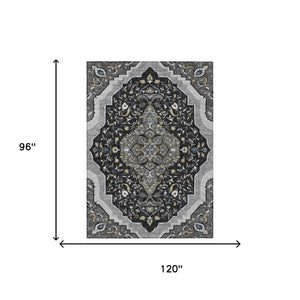 8 X 10 Medallion Polyester Area Rug Washable Stain Resistant Indoor Outdoor Patio