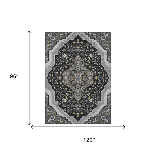 8 X 10 Medallion Polyester Area Rug Washable Stain Resistant Indoor Outdoor Patio