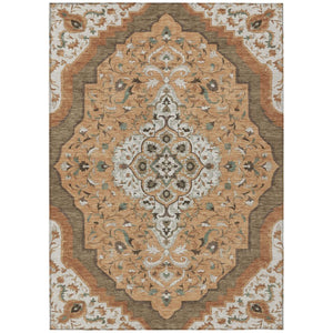 HomeRoots 5 X 8 Medallion Washable Polyester Area Rug for Indoor Outdoor Living Spaces 737862