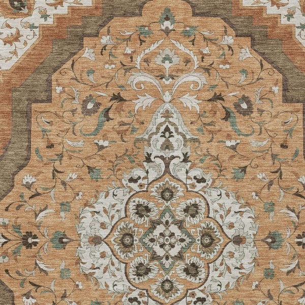 5 X 8 Medallion Washable Polyester Area Rug for Indoor Outdoor Living Spaces