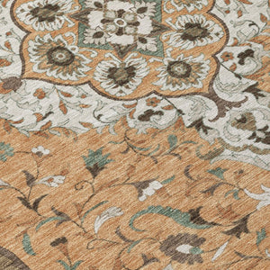 5 X 8 Medallion Washable Polyester Area Rug for Indoor Outdoor Living Spaces