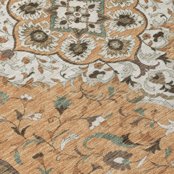 5 X 8 Medallion Washable Polyester Area Rug for Indoor Outdoor Living Spaces