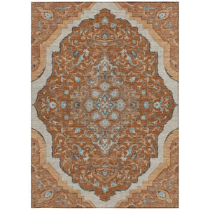 5 X 8 Medallion Polyester Area Rug Washable Stain Resistant for Patio or Living Room