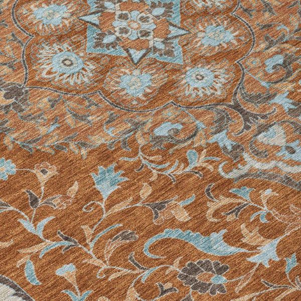 5 X 8 Medallion Polyester Area Rug Washable Stain Resistant for Patio or Living Room