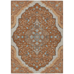 HomeRoots 9 Foot Medallion Polyester Area Rug Washable Stain Resistant Indoor Outdoor Patio 737883