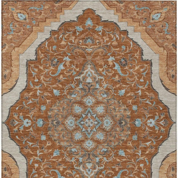 9 Foot Medallion Polyester Area Rug Washable Stain Resistant Indoor Outdoor Patio