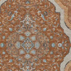 9 Foot Medallion Polyester Area Rug Washable Stain Resistant Indoor Outdoor Patio