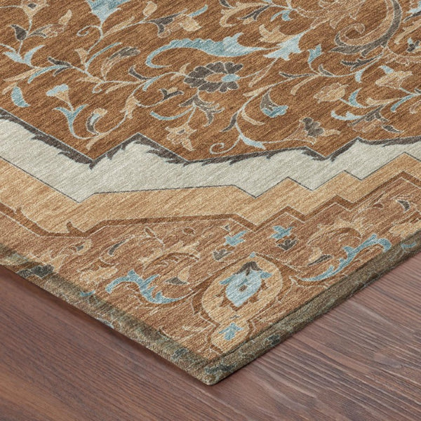 9 Foot Medallion Polyester Area Rug Washable Stain Resistant Indoor Outdoor Patio