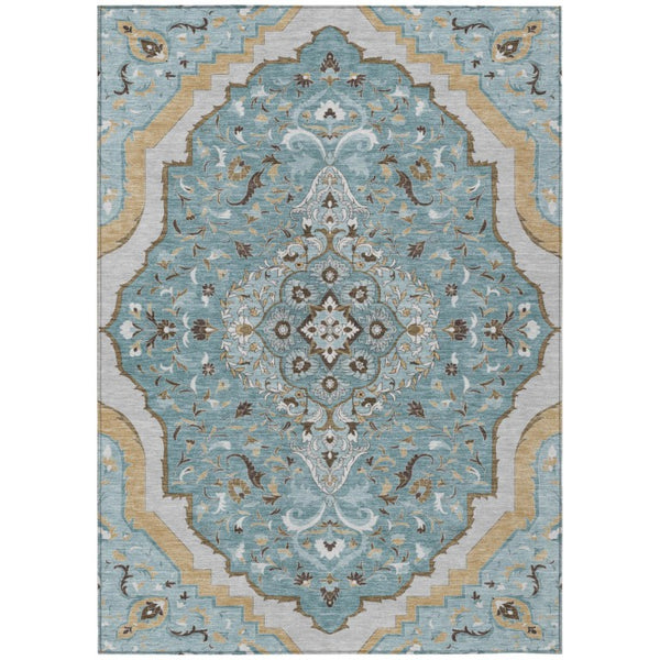 HomeRoots 5 X 8 Medallion Polyester Area Rug Washable Stain Resistant Indoor Outdoor Decor 737886