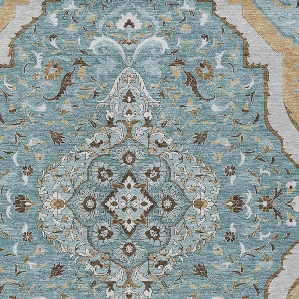 5 X 8 Medallion Polyester Area Rug Washable Stain Resistant Indoor Outdoor Decor