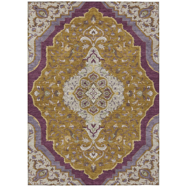 HomeRoots 10 X 14 Medallion Washable Polyester Area Rug for Indoor Outdoor Living Spaces 737896