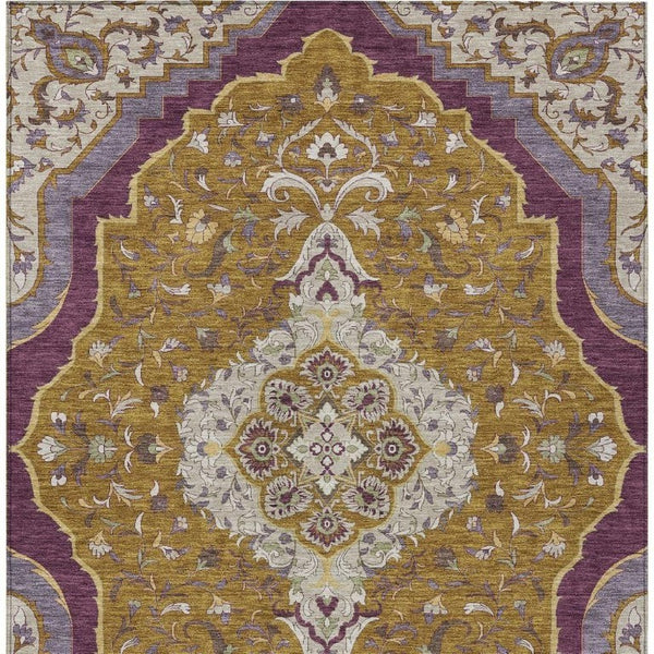 10 X 14 Medallion Washable Polyester Area Rug for Indoor Outdoor Living Spaces