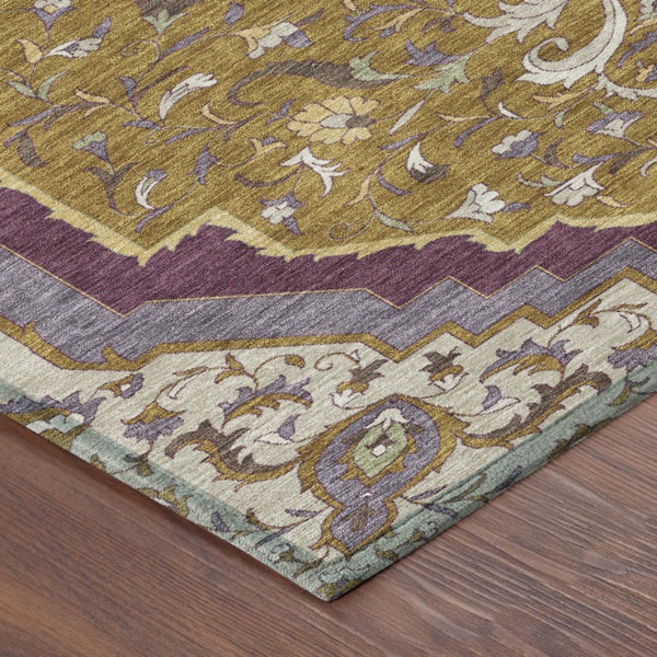 10 X 14 Medallion Washable Polyester Area Rug for Indoor Outdoor Living Spaces