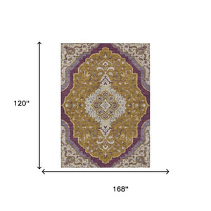 10 X 14 Medallion Washable Polyester Area Rug for Indoor Outdoor Living Spaces