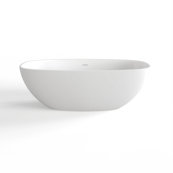 English Elm 66.9 Inch Stone Resin Freestanding Soaking Tub Matte White Spa Bath for Modern Homes W1613P172623