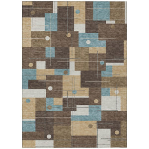 HomeRoots 9 Ft X 12 Ft Geometric Polyester Area Rug Stain Resistant for Patio or Living Room 737913