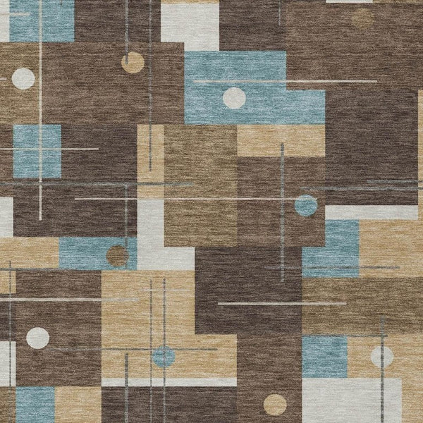9 Ft X 12 Ft Geometric Polyester Area Rug Stain Resistant for Patio or Living Room