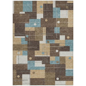 9 Ft X 12 Ft Geometric Polyester Area Rug Stain Resistant for Patio or Living Room