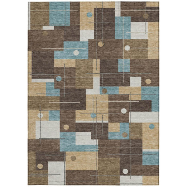 9 Ft X 12 Ft Geometric Polyester Area Rug Stain Resistant for Patio or Living Room
