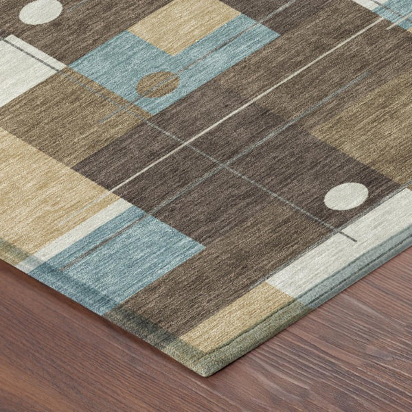 9 Ft X 12 Ft Geometric Polyester Area Rug Stain Resistant for Patio or Living Room
