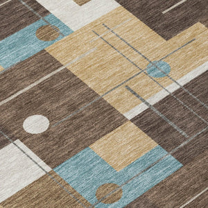 9 Ft X 12 Ft Geometric Polyester Area Rug Stain Resistant for Patio or Living Room