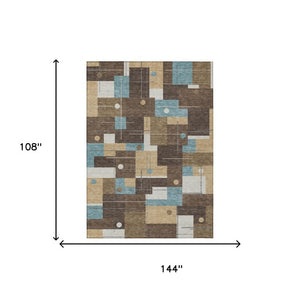 9 Ft X 12 Ft Geometric Polyester Area Rug Stain Resistant for Patio or Living Room
