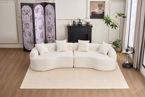 English Elm Curved Boneless Sofa modular 110" sectional with high-density foam & spring core, kid‑friendly curves, no assembly required for easy moving and cozy lounging White W2231S00005