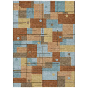 HomeRoots 10 X 14 Geometric Polyester Area Rug Washable Stain Resistant Indoor Outdoor Living 737944