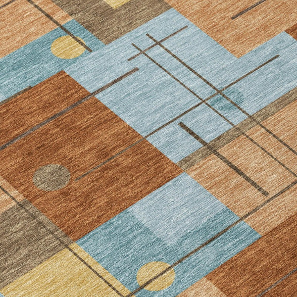 10 X 14 Geometric Polyester Area Rug Washable Stain Resistant Indoor Outdoor Living