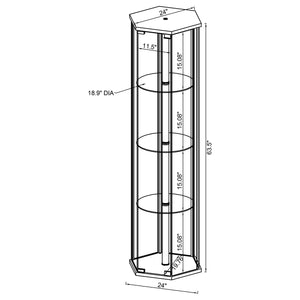 English Elm Tenley White Hexagonal 4-Shelf Clear Glass Curio Cabinet — Modern Geometric Display, Airy Storage B062P328716