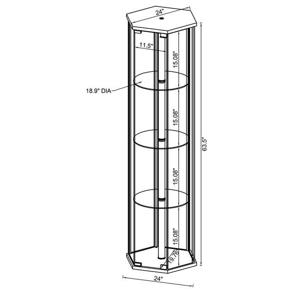 English Elm Tenley White Hexagonal 4-Shelf Clear Glass Curio Cabinet — Modern Geometric Display, Airy Storage B062P328716