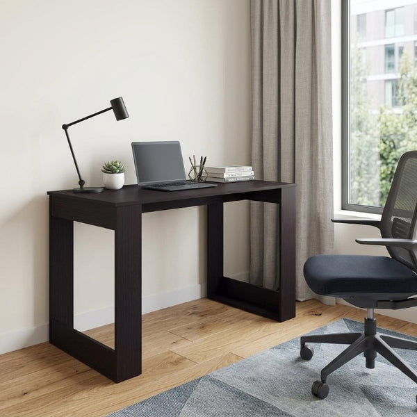 47 Inch Black Wooden Writing Desk for Home Office Study or Workspace Productivity