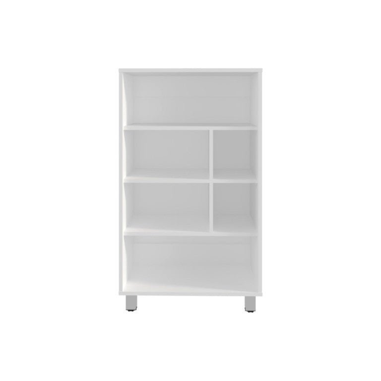 HomeRoots 41 Inch Tall Wood Four Shelf Bookcase for Modern Living Room and Home Office Storage White 737971