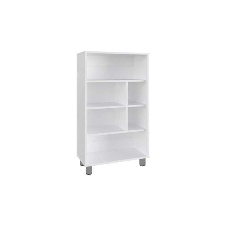 HomeRoots 41 Inch Tall Wood Four Shelf Bookcase for Modern Living Room and Home Office Storage White 737971