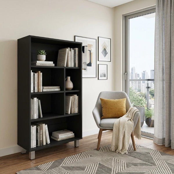 41 Inch Tall Wood Four Shelf Bookcase for Modern Living Room and Home Office Storage