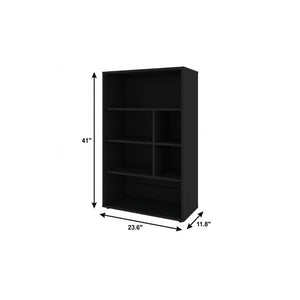 41 Inch Tall Wood Four Shelf Bookcase for Modern Living Room and Home Office Storage