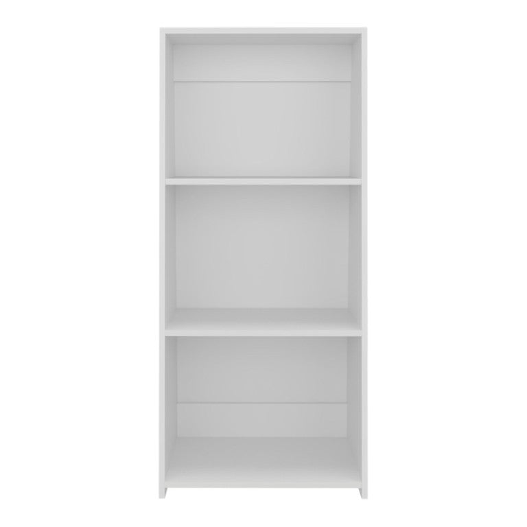 HomeRoots 47 Inch Three Shelf White Wooden Bookcase for Living Room Study or Home Office 737973