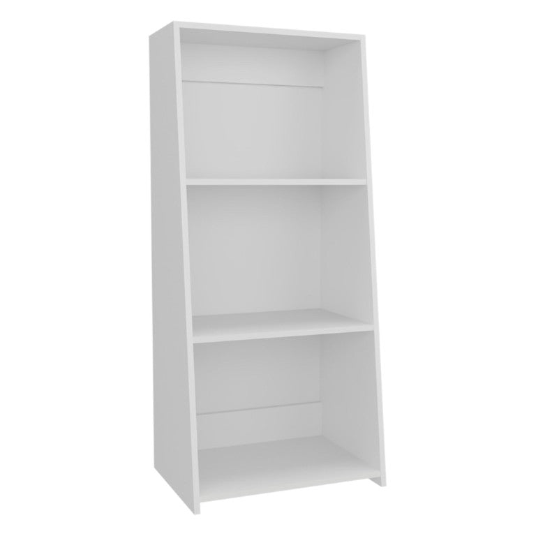 HomeRoots 47 Inch Three Shelf White Wooden Bookcase for Living Room Study or Home Office 737973
