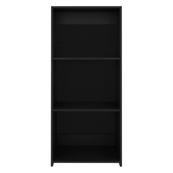 HomeRoots 47 Inch Black Finished Wood Three Shelf Bookcase for Living Room or Home Office 737974