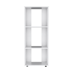 HomeRoots 39 Inch White Wooden Three Tier Bookcase for Living Room Storage Display 737975