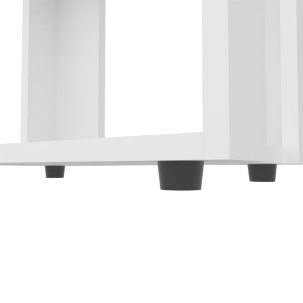 39 Inch White Wooden Three Tier Bookcase for Living Room Storage Display