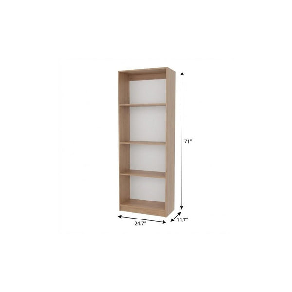 71 Inch Tall Five Shelf Wooden Bookcase Open Display Unit for Living Room or Home Office
